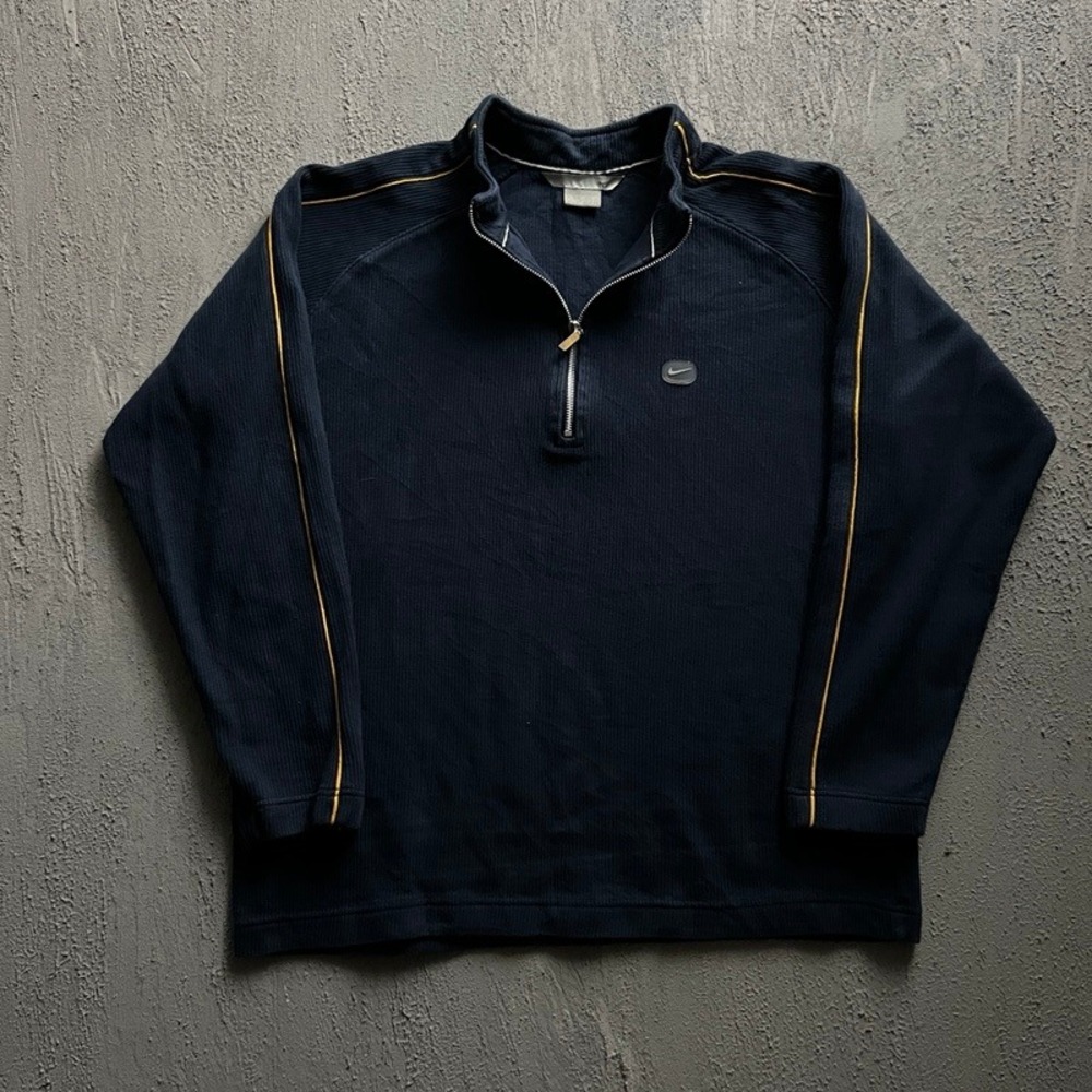Vintage‎ Nike 1/4 Zip Pullover Sweatshirt XL Blue 1990s Ribbed